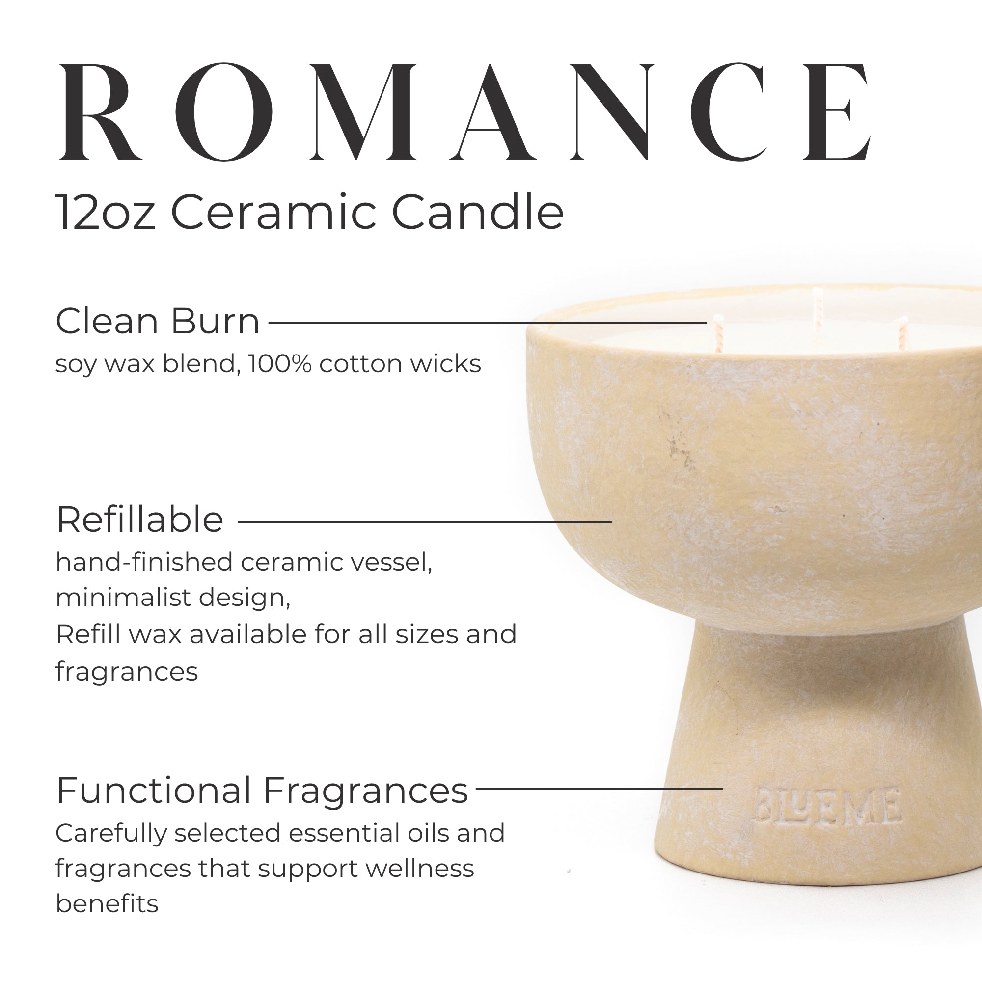 Romance - Ceramic Refillable Candle - Oakmoss & Sandalwood