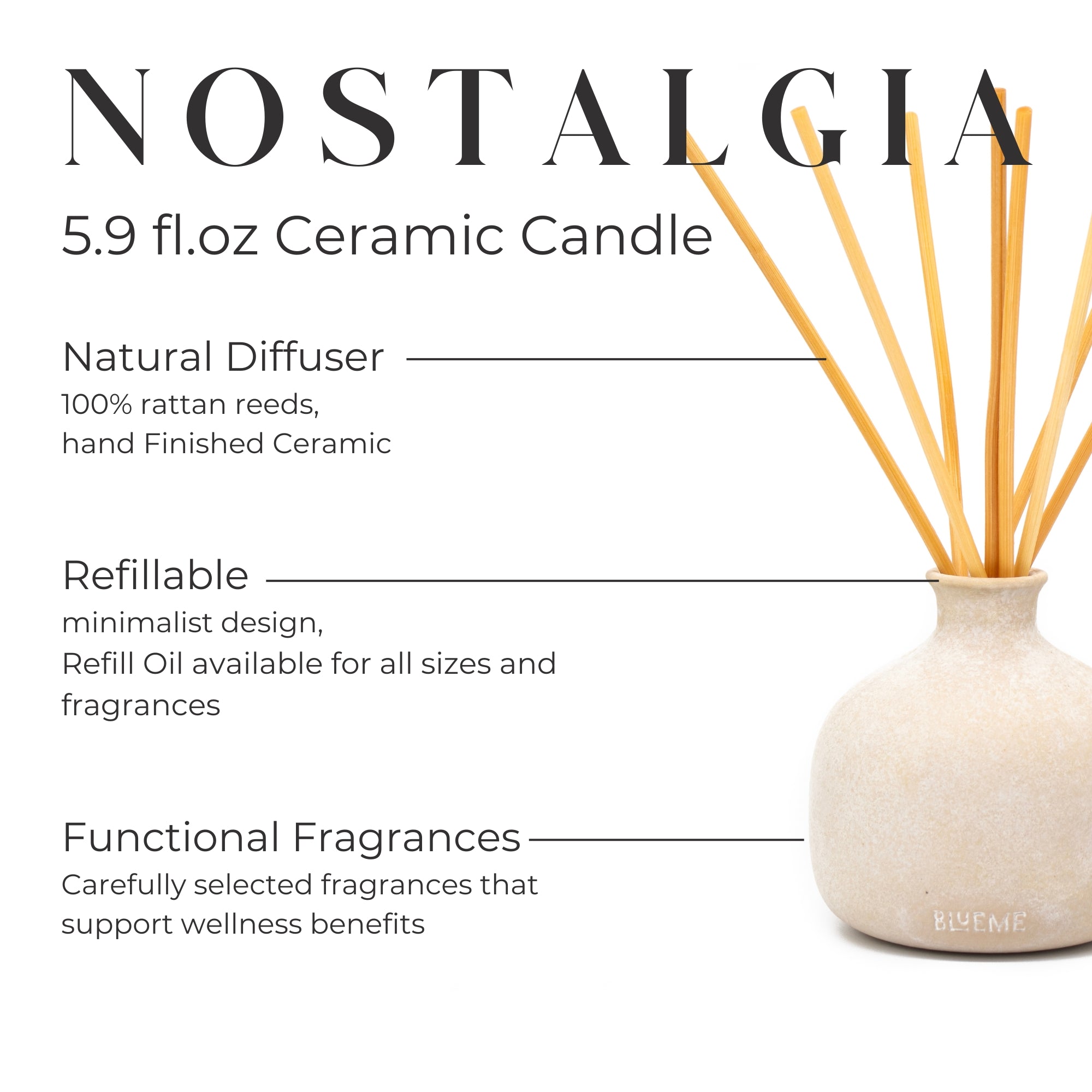 Nostalgia - Ceramic Refillable Diffuser - Bergamot & Musk