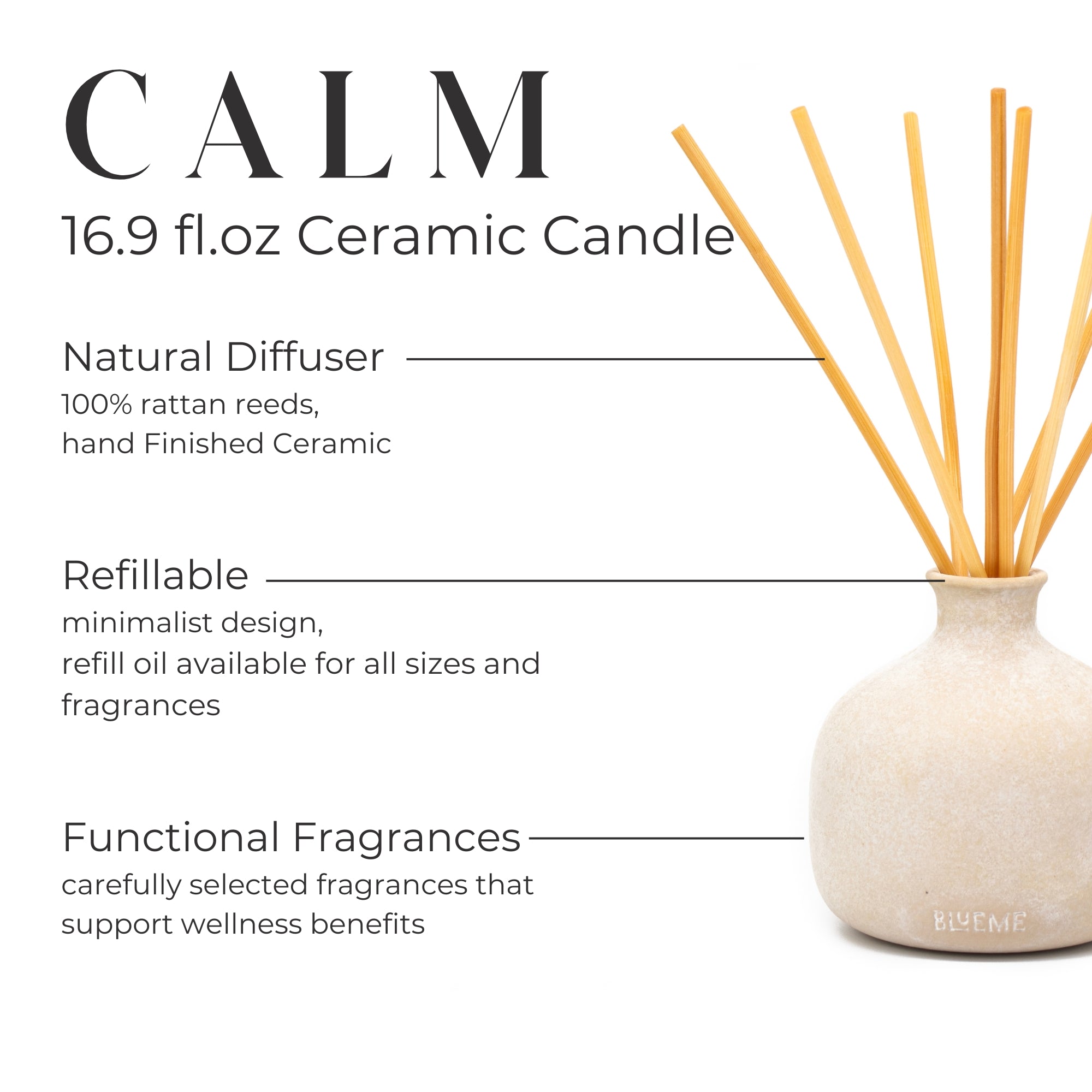 Bundle | Large Ceramic Refillable Wellness Diffuser + Refill | Calm - Osmanthus & Sandalwood