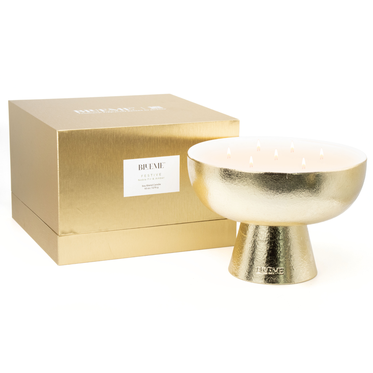 Gold Refillable Candle - Festive - Noble Fir & Amber