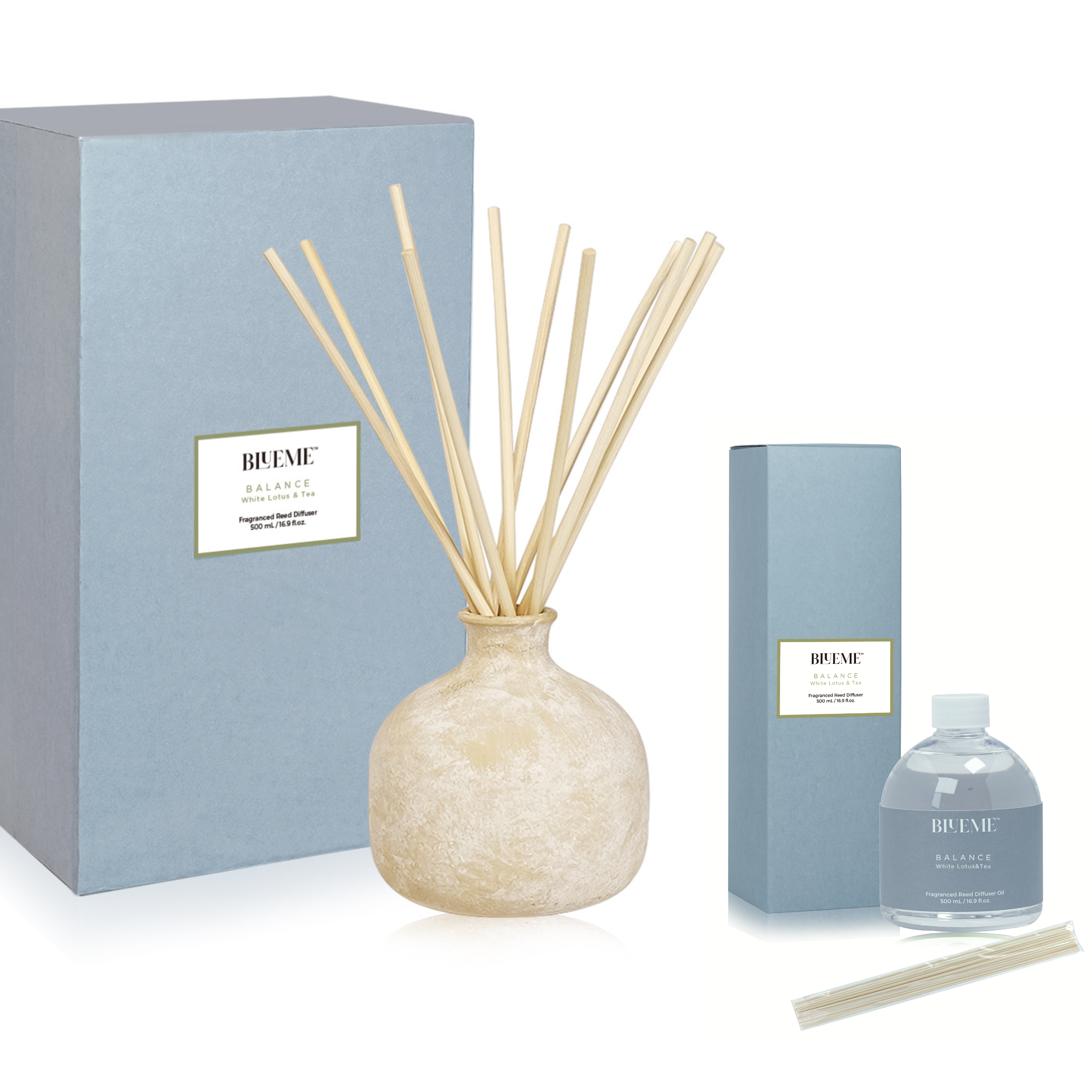 Bundle | Large Ceramic Refillable Wellness Diffuser + Refill | Balance - White Lotus & Tea