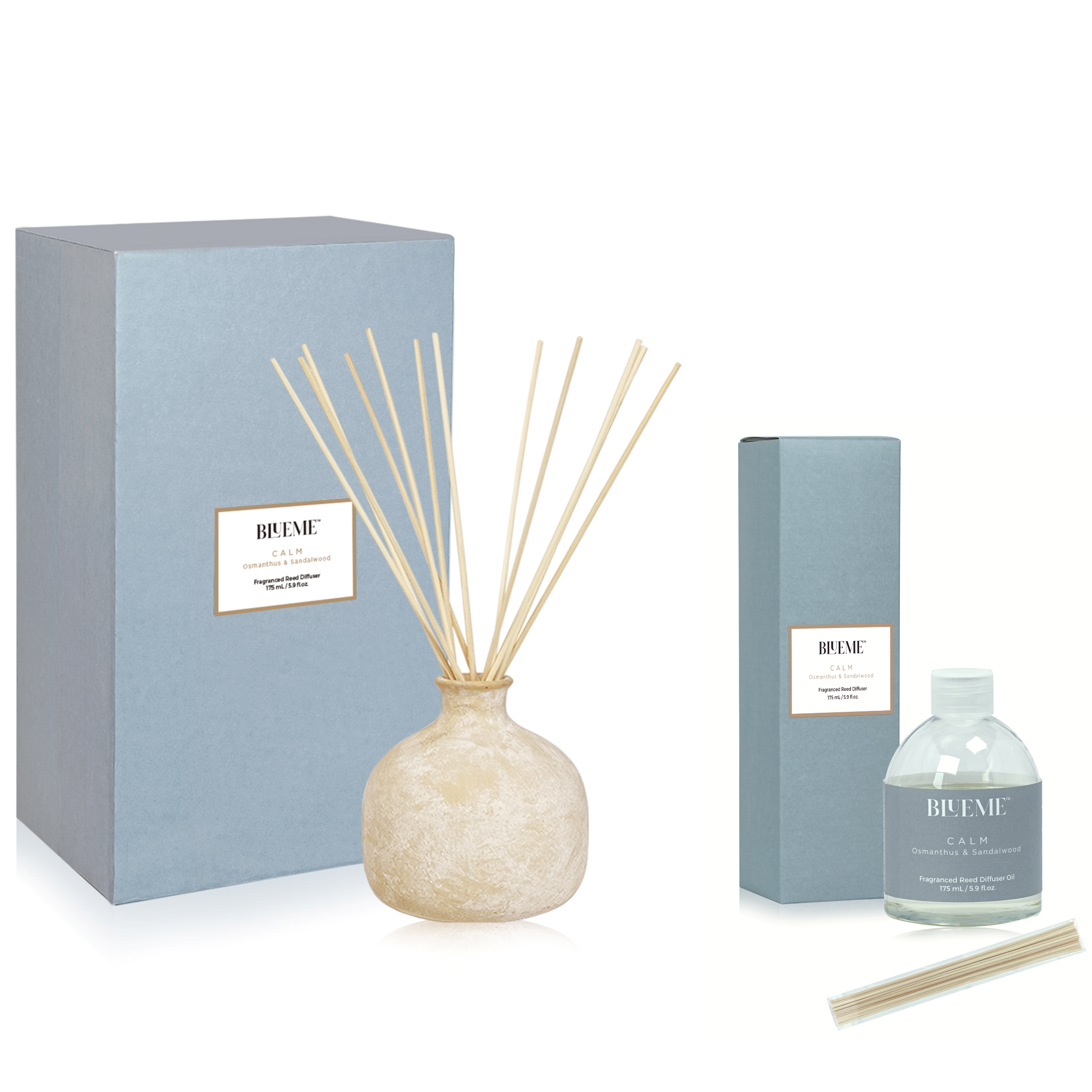 Bundle | Small Ceramic Refillable Wellness Diffuser + Refill | Calm - Osmanthus & Sandalwood