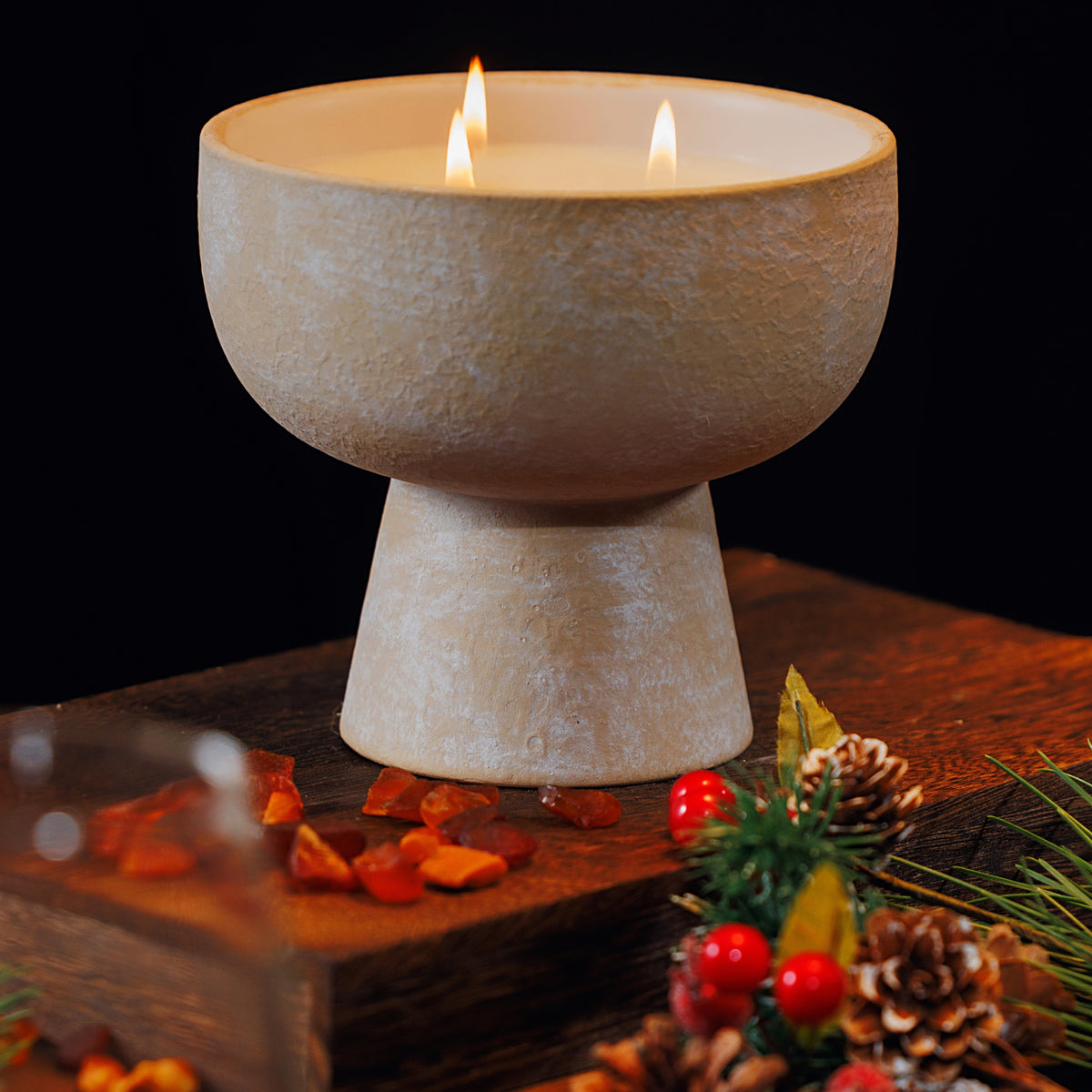 Festive - Ceramic Refillable Candle - Noble Fir & Amber