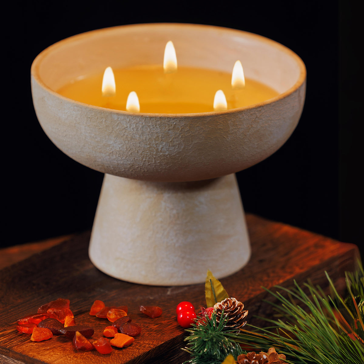 Festive - Ceramic Refillable Candle - Noble Fir & Amber