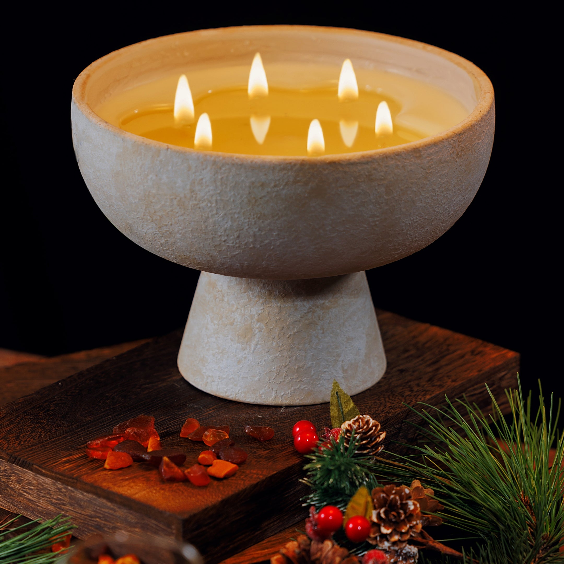 Festive - Ceramic Refillable Candle - Noble Fir & Amber