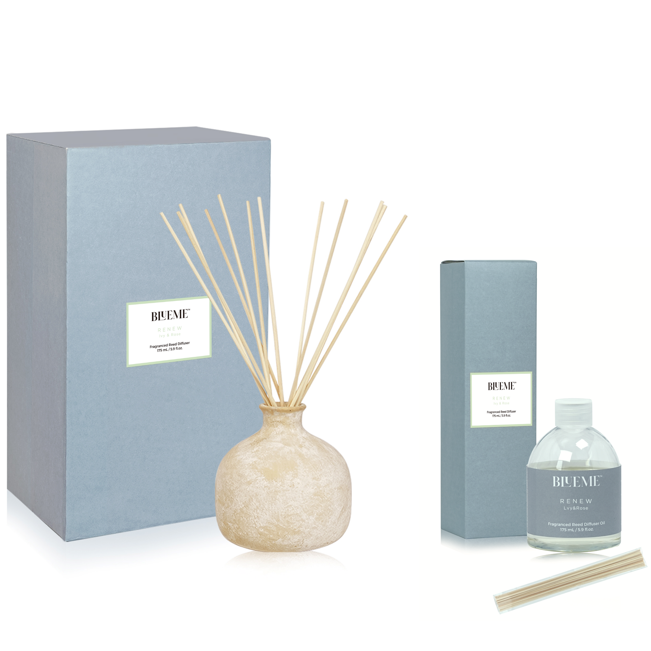 Bundle | Small Ceramic Refillable Wellness Diffuser + Refill | Renew - Ivy & Rose